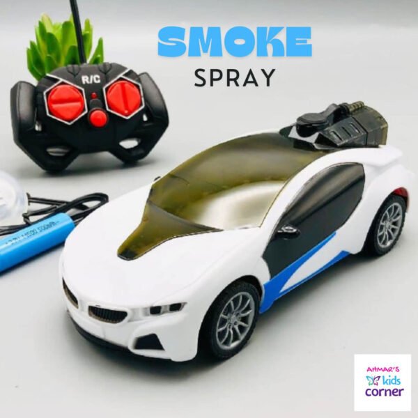 New Cool 3D Lighting Smoke Spray RC Car for Kids - Rechargeable Remote Control Toy Vehicle with 4-Wheel Drive and Active Smoke Button